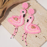 Lianfudai Bohemian Starfish Lobster Conch Seed Bead Drop Earrings for Women Handmade Ocean Animal Earrings Summer Beach Jewelry