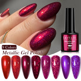 Lianfudai 7ml Metallic Gel Nail Polish Red Chrome Mirror Effect Thread Shell Nail Gel Quick Dry Semi Permanent UV Gel Nail Art