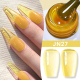 Lianfudai  Jelly Nude Gel Nail Polish 10ml Light Pink Peach Translucent Color UV Light Cure Gel Varnish Nail Art DIY at Home