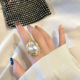 Lianfudai New Design Starfish Pearl Ring Shape Gold Color Adjustable Rings Women Korean Fashion Jewelry Party Luxury Accessory