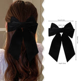 Lianfudai 15cm Large Bow Hairpin Flocking Streamer Women's Hair Duckbill Clip Grabber Holiday Party Party Girl Hair Accessories Gift