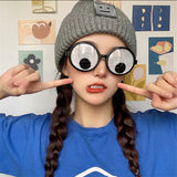 Lianfudai Funny  Will Turn The Eyeball Round Frame Glasses Creative Cute Eyemask Cosplay Festival Costume Props for Game 19X12CM