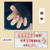 Lianfudai 24p Artifical Fake Nails Full Coverage False Nails White Clouds French Long Wearing Reusable Nail Coffin Ballerina Press on Nail