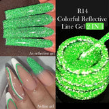 Lianfudai 5ML Colorful Reflective Glitter Liner Gel Polish Sparkling Painting Nail Polish Semi Permanent UV Gel Lines French Nail