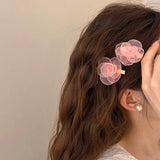 Lianfudai Mini hair clips for women girl accessories pin korean flower silk Crab popular trendy leading fashion cute sweets kpop new fairy