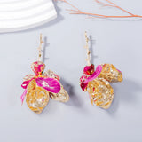 Lianfudai 2024 New ZAA Personality Metal Flower Earrings for Women Fashion Holiday Party Jewelry Gifts Wholesale