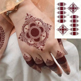 Brown Henna Tattoo Stickers for Hand Mehndi Henna Temporary Tattoos Body Art Tatoo Waterproof for Women Fake Tatoo Hena Design