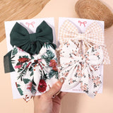 Lianfudai 2Pcs/set Women Girls Sweet Solid Bowknot Hair Clips Print Bows Hairpins Ribbon Barrettes Duckbill Clip Headwear Hair Accessories