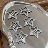 Lianfudai 1-20Pcs Y2K Shiny Silver Star Hair Clips Women Pentagram Metal Snap BB Clip Hairpins Barrettes Hair Grip Nickle Free Bobby Pin