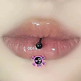 Lianfudai Lip Piercing Skull Lip Ring Labret Piercing Pink Skeleton Head Helix Piercing Earring Jewelry Body Accessories for Women