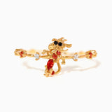 Lianfudai New Sweet Colorful Zircon Flower Animal Princess Open Adjustable Ring For Women Girls Cute Fshion Jewelry Gift