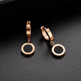 Lianfudai Elegant Temperament Zircon Circle Crystal Roman Digital Eardrop Dangle Earrings Korean Style Earrings Women Earrings