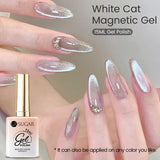 Lianfudai 15ml White Cat Magnetic Gel Super Bright Gorgeous Glitter Nail Polish Galactic Effect Moonlight Magnetic Gel Varnish