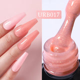 Lianfudai  SUGAR Blue Color Rubber Base Gel Nail Polish Gold Glitter Base Gel Top Coat Soak Off UV LED Gel Nail Art Varnish Manicure