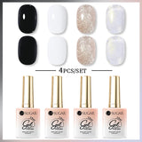 Lianfudai 15ml Jelly Nude Pink Gel Nail Polish Set Milky White Sheer Crystal Natural Translucent Soak Off Gel Polish 8/6/4PCS Kit