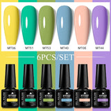 Lianfudai 6Pcs/Set Nude Color Gel Nail Polish Set Kit Spring 6 Colors UV LED Nail Art Gel Vernis Semi Permanent Base Top Coat