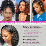 Lianfudai Water Wave Lace Front Wigs for Women Brazilian Closure Bob Wig 13x4 Transparent Lace Frontal Short Wigs Human Hair Pre Plucked