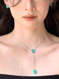 Lianfudai 2024 New Premium Green Semi-Precious Stone Adjustable Necklace Earrings