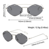 Lianfudai  Retro Hexagon Sunglasses Vintage Trendy UV400 Protection Rimless Sun Glasses 2000s Shades Beach/Travel/Streetwear Glasses