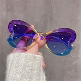 Lianfudai   Candy Color Butterfly Sunglasses Stylish Gradient UV400 Shades Colorful Ladies Party Eyewear Glasses