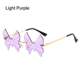 Lianfudai  Butterfly-Shaped Rimless Sunglasses UV400 Protection Outdoor Ladies Y2K Eyewear Street Photo Decorative Sunnies for Women Glasses