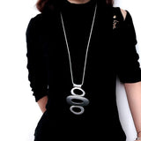 Lianfudai Gift Matte Circle Necklace Retro Accessories