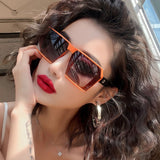 Lianfudai  Sun-Protective Square Frame Sunglasses Sweet Style Punk Black Shades Glasses UV400 Summer Accessories Driving Glasses Outdoor Glasses