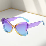 Lianfudai   Candy Color Butterfly Sunglasses Stylish Gradient UV400 Shades Colorful Ladies Party Eyewear Glasses