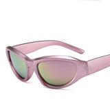 Lianfudai  Y2K Sports Punk Sunglasses New Women Men Fashion Oval Sun Glasses Retro Goggle UV400 Colorful Mirror Eyewear Glasses