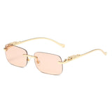 Lianfudai Remotenasa New Luxury Brand Leopard Vintage Rimless Square Sunglasses Women Fashion Frameless Shades Female UV400 Glasses