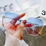 Lianfudai Remotenasa 2024 Summer Trendy Korean-style Women's Sunglasses No Frame Gradient Lens Sun Glasses Oversized Fashionable Eyewear Glasses