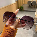 Lianfudai Remotenasa 2024 Summer Trendy Korean-style Women's Sunglasses No Frame Gradient Lens Sun Glasses Oversized Fashionable Eyewear Glasses