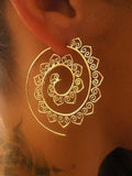 Lianfudai 2024 New Retro Alloy Heliciform Hollow Earrings