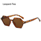 Lianfudai  Hexagonal Small Frame Sunglasses Funny UV400 Hip-Hop Style Rivets Decoration Shades Leopard Blue Glasses for Women & Men Glasses