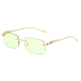 Lianfudai Remotenasa New Luxury Brand Leopard Vintage Rimless Square Sunglasses Women Fashion Frameless Shades Female UV400 Glasses