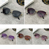 Lianfudai  Square Frame Cat Eye Sunglasses Beach Travel Streetwear Ocean Lenses Metal Frame Sun Glasses UV400 Protection Sun Glasses Glasses