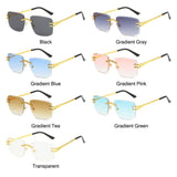 Lianfudai  UV400 Protection Rimless Square Sunglasses Vintage Y2K Eyewear Frameless Sun Glasses for Women & Men Glasses