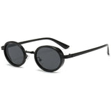 Lianfudai  Metal Frame Oval Sunglasses Vintage Hip-Hop UV400 Small Frame Sun Glasses Punk Shades for Women Men Glasses