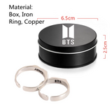 Lianfudai western jewelry for women Halloween gift 1 Pair Kpop Bangtan Boys ARMY Letter Couple Ring Trend  New Boxed Adjustable Lovers Ring Fashion Jewelry Accessories