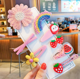 Lianfudai 1 Set Children's Cute Cartoon Flowers and Fruits Rubber Band Hairpins Girls Cute Gift Hairpins Kids Bangs Bow Hairpins