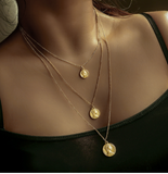 Lianfudai Collier Chain Necklace Multilayer Moon Alloy Metal Disc Gold Pendant Necklace For Women New Trend Female Jewelry Collar