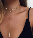 Lianfudai Collier Chain Necklace Multilayer Moon Alloy Metal Disc Gold Pendant Necklace For Women New Trend Female Jewelry Collar