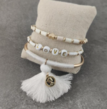 Lianfudai christmas gift ideas valentines day gifts for her Boho Letter White Charm Bracelet Men Women Fashion Strand Gold Name Bracelets For Female Couples Jewelry