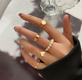 Lianfudai Trendy Silver Color Hip Pop Rings For Women Men Punk Cool Multi-layer Adjustable Open Finger Rings Set Party Gift Jewelry