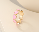 Lianfudai Christmas gifts ideas Jewelry New Colorful Adjustable Ring for Women Glossy Love Heart Rings Peach Heart Ring Exquisite Y2k Trend Jewelry