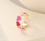 Lianfudai Christmas gifts ideas Jewelry New Colorful Adjustable Ring for Women Glossy Love Heart Rings Peach Heart Ring Exquisite Y2k Trend Jewelry