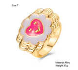 Lianfudai Christmas gifts ideas Jewelry New Colorful Adjustable Ring for Women Glossy Love Heart Rings Peach Heart Ring Exquisite Y2k Trend Jewelry