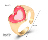 Lianfudai Christmas gifts ideas Jewelry New Colorful Adjustable Ring for Women Glossy Love Heart Rings Peach Heart Ring Exquisite Y2k Trend Jewelry