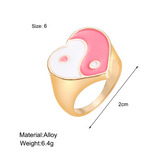 Lianfudai Christmas gifts ideas Jewelry New Colorful Adjustable Ring for Women Glossy Love Heart Rings Peach Heart Ring Exquisite Y2k Trend Jewelry