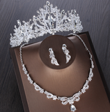 Lianfudai Luxury Heart Crystal Bridal Jewelry Sets Wedding Cubic Zircon Crown Tiaras Earring Choker Necklace Set African Beads Jewelry Set